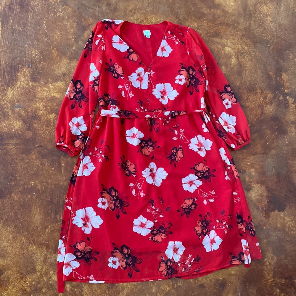Red Floral Dress - A New Day - Size L